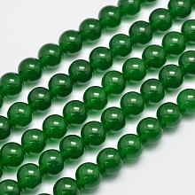 Honeyhandy Natural & Dyed Malaysia Jade Bead Strands, Round, Green, 10mm, Hole: 1.0mm, about 38pcs/strand, 15 inch