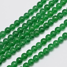 Honeyhandy Natural & Dyed Malaysia Jade Bead Strands, Round, Green, 4mm, Hole: 0.8mm, about 92pcs/strand, 15 inch