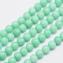 Honeyhandy Natural Malaysia Jade Beads Strands, Imitation Amazonite, Round, Dyed, Aquamarine, 6mm, Hole: 0.8mm, about 64pcs/strand, 15 inch