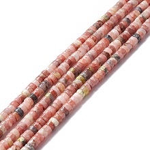 Honeyhandy Natural Plum Blossom Jasper Beads Strands, Flat Round/Disc, 4~4.5x2~2.5mm, Hole: 0.8~1mm, about 155~172pcs/strand, 15.12 inch~15.55 inch(38.4~39.5cm)