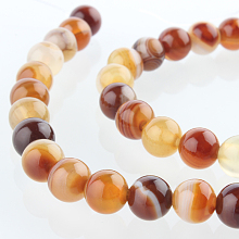 Honeyhandy Natural Gemstone Agate Round Bead Strands, Dyed, Chocolate, 6mm, Hole: 1mm, about 63pcs/strand, 15.35 inch