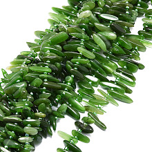 Honeyhandy Natural Canada Jade Beads Strands, Nuggets, 9.5~30x4.5~7.5x1.5~5mm, Hole: 0.8mm, about 70~80pcs/strand, 15.75 inch(40cm)