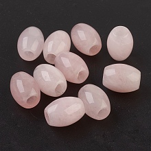 Honeyhandy Natural Rose Quartz European Beads, Large Hole Beads, Barrel, 15~17x12~13.5mm, Hole: 4.5~5mm