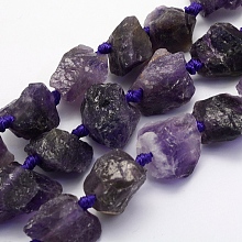 Honeyhandy Natural Amethyst Beads Strands, Nuggets, 17~30.5x11~26x11~26mm, Hole: 2mm, about 16~19pcs/strand, 15.7 inch(40cm)