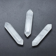 Honeyhandy Natural Quartz Crystal No Hole Beads, Double Pointed, Faceted, Bullet, 51~55x10.5~11x9.5~10mm