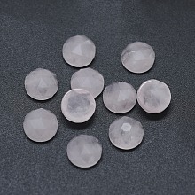 Honeyhandy Natural Rose Quartz Cabochons, Faceted, Flat Round, 7.5x3.5~4mm