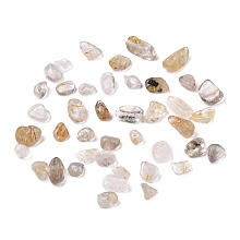 Honeyhandy Natural Gold Rutilated Quartz Beads, No Hole/Undrilled, Chip, 4~14x4~7x2~5mm, about 2272pcs/500g