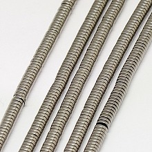 Honeyhandy Electroplate Non-magnetic Synthetic Hematite Beads Strands, Heishi Beads, Flat Round/Disc, Grade A, Silver Plated, 3x1mm, Hole: 1mm, about 400pcs/strand, 16 inch