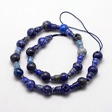 Honeyhandy Natural Lapis Lazuli 3-Hole Guru Bead Strands, for Buddhist Jewelry Making, T-Drilled Beads, Dyed, Blue, 18mm, Hole: 2~3mm, 2pcs/set, 10sets/strand, 7.1 inch