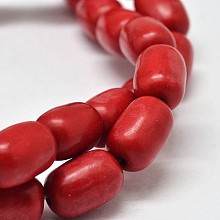 Honeyhandy Dyed Barrel Synthesis Turquoise Beads Strands, Red, 12x8mm, Hole: 1mm, about 31pcs/strand, 15.7 inch