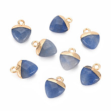 Honeyhandy Natural Blue Aventurine Charms, with Light Gold Plated Iron Findings, Heart, 13.5x10.5x5~5.5mm, Hole: 1.6~1.8mm