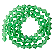 PandaHall Elite Faceted Imitation Austrian Crystal Bead Strands, Grade AAA, Diamond, Dyed, LimeGreen, 6x6mm, Hole: 1mm; about 68pcs/strand, 15.7"