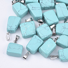 UNICRAFTALE Synthetic Turquoise Pendants, with Stainless Steel Snap On Bails, Nuggets, 15~35x10~20x5~15mm, Hole: 3x7.5mm