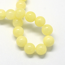 Honeyhandy Natural Dyed Yellow Jade Gemstone Bead Strands, Round, Champagne Yellow, 4mm, Hole: 0.5mm, about 95pcs/strand, 15.7 inch