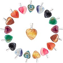 SUNNYCLUE 1 Box 9 Styles 18Pcs Heart Stone Charms Healing Crystals Pendant Reiki Chakra Gemstone Beads with Stainless Steel Snap On Bails for Adults DIY Necklace Jewelry Making Crafts