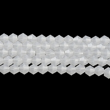 Honeyhandy Imitation Jade Glass Beads Strands, Faceted, Bicone, White, 4x4mm, Hole: 0.8mm, about 82~85pcs/strand, 30.5~31cm