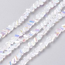 Honeyhandy Electroplate Glass Bead Strands, AB Color Plated, Faceted, Triangle, Clear, 3~3.5x2~3x2~3mm, Hole: 0.7mm, about 176~180pcs/strand, 13.4~15.3 inch(34~39cm)