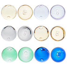 GOMAKERER 12Pcs 6 Colors Handmade Blown Glass Beads, Round, Mixed Color, 14x14mm, Hole: 1~2mm, 2pcs/color