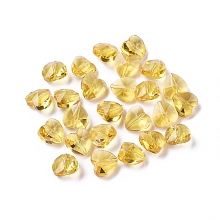 Honeyhandy Transparent Glass Beads, Faceted, Heart, Gold, 10x10x7mm, Hole: 1~1.2mm