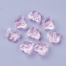 Honeyhandy Transparent Glass Beads, Faceted, Butterfly, Pearl Pink, 6.5x8x5.5mm, Hole: 1mm