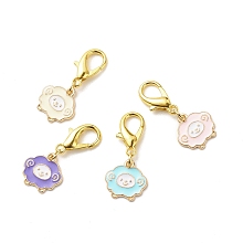 Honeyhandy Alloy Enamel Sheep Pendant Decorations, Lobster Clasp Charms, Clip-on Charms, for Keychain, Purse, Backpack Ornament, Stitch Marker, Mixed Color, 31mm