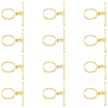 Arricraft 12 Sets About 16.5mm 18K Gold Plated Brass Toggle Clasps T-bar End Clasps with Jump Rings Oval Toggle Clasps for Making Jewelry Bracelet Necklace Earring Keychain, Hole: 1.8 mm