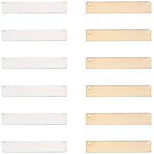 PandaHall Elite 20pcs 1.3 Inch Metal Stamping Blank Bar Brass Tag Pendants Rectangle Charm for DIY Bracelet Necklace Earring (Golden & Silver)