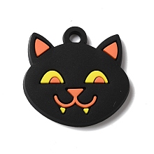 Honeyhandy Vampire PVC Pendants, for Halloween, Black, 30x31x2.5mm, Hole: 3.5mm