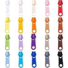 FINGERINSPIRE 80 Pcs #5 Plastic Zipper Pull Slider Head 20 Colors Oval Zippers Slider Head Zipper Repair Kit Solution for Garment Accessories(0.43x1.41inch)