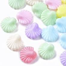 Arricraft Opaque Polystyrene(PS) Plastic Beads, Scallop Shell Shape, Mixed Color, 13.5x13.5x6.5mm, Hole: 1.8mm, about 1000pcs/500g