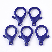 Honeyhandy Plastic Lobster Claw Clasps, Royal Blue, 35x24.5x6mm, Hole: 3mm