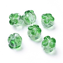 ARRICRAFT Luminous Handmade Lampwork Beads, Pumpkin, Green, 18.5~19x16mm, Hole: 1.6mm