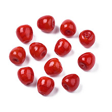 ARRICRAFT Handmade Lampwork Beads, Apple, Red, 10x9.5~10mm, Hole: 1.5~1.8mm