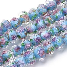 PandaHall Elite 60pcs 8~10mm Gold Sand Lampwork Beads Glass Handmade Round Loose Beads for Rosary Making Jewelry Craft Making with 2mm Hole - Deep Sky Blue