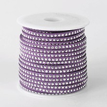 Rivet Faux Suede Cord, Faux Suede Lace, with Aluminum, Purple, 3x2mm; about 20yards/roll