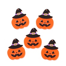 Honeyhandy Opaque Acrylic Pendants, for Halloween, Pumpkin with Hat, Dark Orange, 38x33x2mm, Hole: 1.5mm