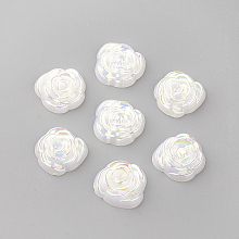 Honeyhandy Acrylic Cabochons, AB Color Plated, Rose, White, 15x14x5mm