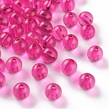 Honeyhandy Transparent Acrylic Beads, Round, Fuchsia, 10x9mm, Hole: 2mm, about 940pcs/500g