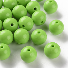 Honeyhandy Opaque Acrylic Beads, Round, Lawn Green, 16x15mm, Hole: 2.8mm, about 220pcs/500g