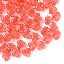 Transparent Acrylic Beads, Heart, Cerise, 8x8.5x5.5mm, Hole: 2.5mm, about 2030pcs/500g