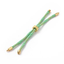 Honeyhandy Nylon Cord Silder Bracelets, for Connector Charm Bracelet Making, with Rack Plating Golden Brass Findings, Long-Lasting Plated, Cadmium Free & Lead Free, Medium Aquamarine, 8-5/8~9 inch(22~22.8cm), 0.3cm, Hole: 2.6mm