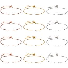 NBEADS 12 Pcs Slider Bracelets, Slider Adjustable Bracelets Making with Rhinestone Charms Ends Slider Extender Chains for Jewelry Making DIY Findings, 24cm