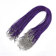 Honeyhandy Waxed Cord Necklace Making, with Zinc Alloy Lobster Clasps, Platinum, Dark Violet, 17.8 inch~18 inch(45.5~46cm), 2mm