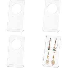 BENECREAT 4pcs Acrylic Earring Display Stands with Round Cutout Inner Frame, Transparent L-Shaped Jewelry Displays Holder for 2 Pairs Dangle Earring Display, 3.1x1.6x6.3inch, Hole: 2.2mm