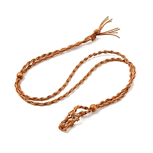 Honeyhandy Braided Wax Rope Cord Macrame Pouch Necklace Making, Adjustable Wood Beads Interchangeable Stone Necklace, Chocolate, 35.43 inch(90cm), 4mm