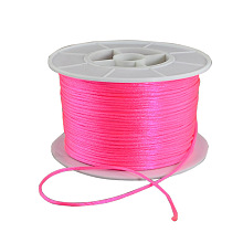 Honeyhandy Round Nylon Thread, Rattail Satin Cord, for Chinese Knot Making, Hot Pink, 1mm, 100yards/roll