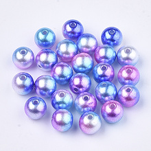 Honeyhandy Rainbow ABS Plastic Imitation Pearl Beads, Gradient Mermaid Pearl Beads, Round, Medium Orchid, 9.5~10x9mm, Hole: 1.6mm, about 1000pcs/500g