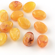 Honeyhandy Oval Imitation Gemstone Acrylic Beads, Goldenrod, 18x13x9.5mm, Hole: 2mm, about 310pcs/500g