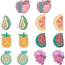 SUNNYCLUE 1 Box 14Pcs 7 Styles Fruit Charms 3D Printed Acrylic Apple Watermelon Orange Grape Colorful Fruits Slices Pendants for Jewelry Making Charms Necklaces Earrings DIY Findings