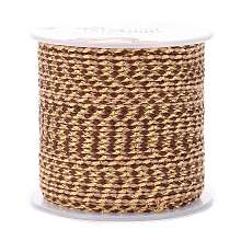 Honeyhandy 4-Ply Cotton Cord, Handmade Macrame Cotton Rope, with Gold Wire, for String Wall Hangings Plant Hanger, DIY Craft String Knitting, Brown, 1.5mm, about 21.8 yards(20m)/roll